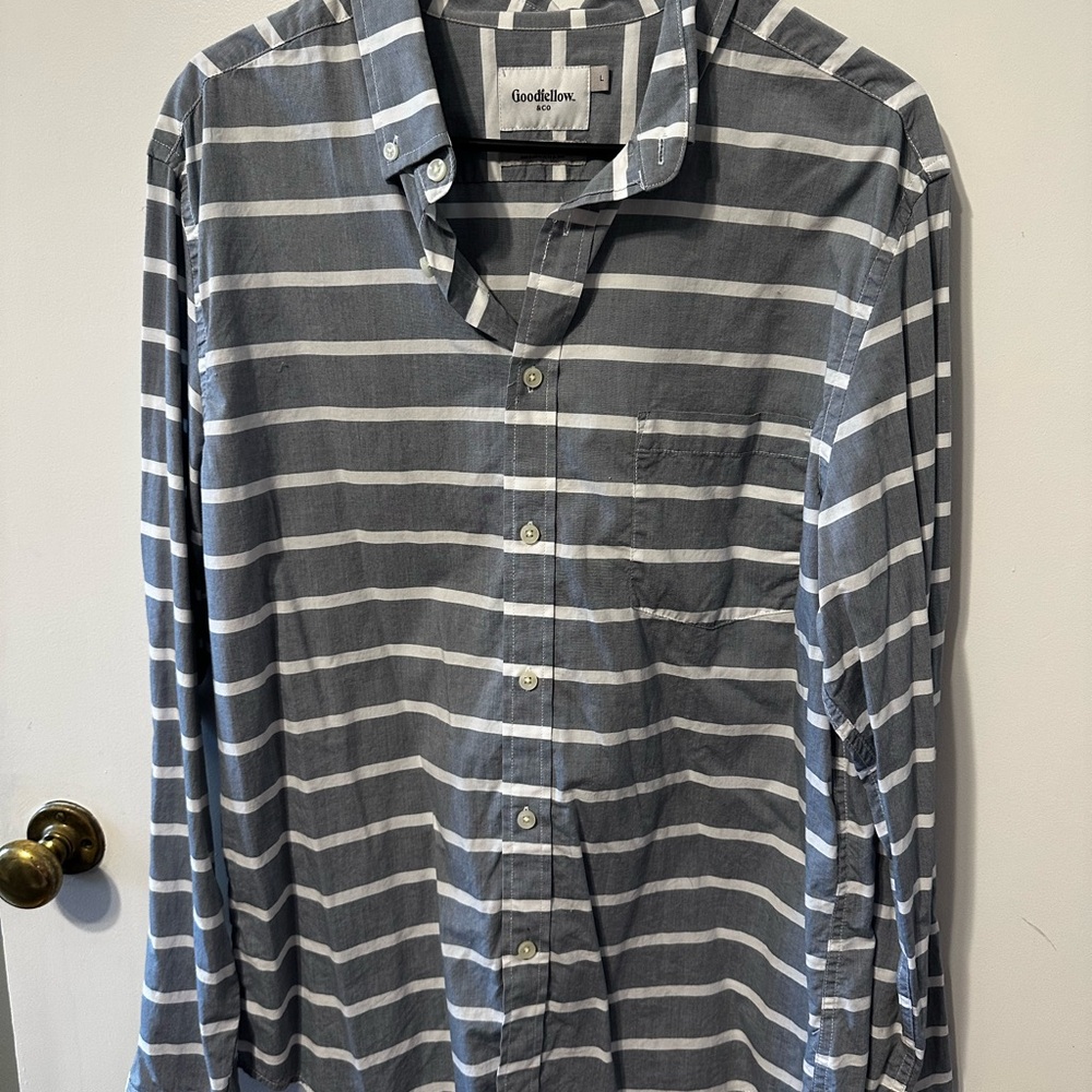 Goodfellow & Co Men's Charcoal and White Striped Shirt